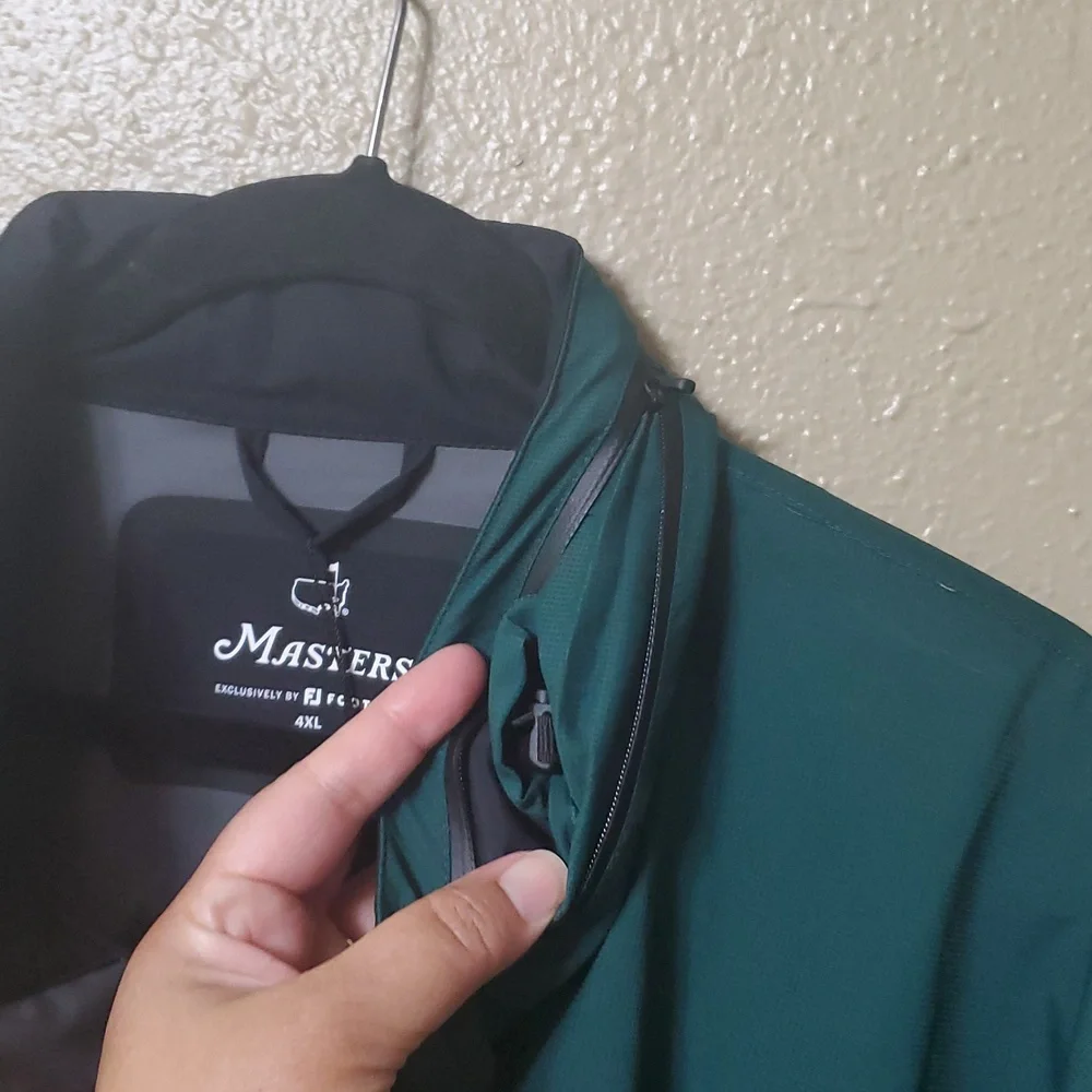 Masters FootJoy Size 4X Zip Up Rain Jacket With Hood NEW Golf Green Black - Picture 10 of 15